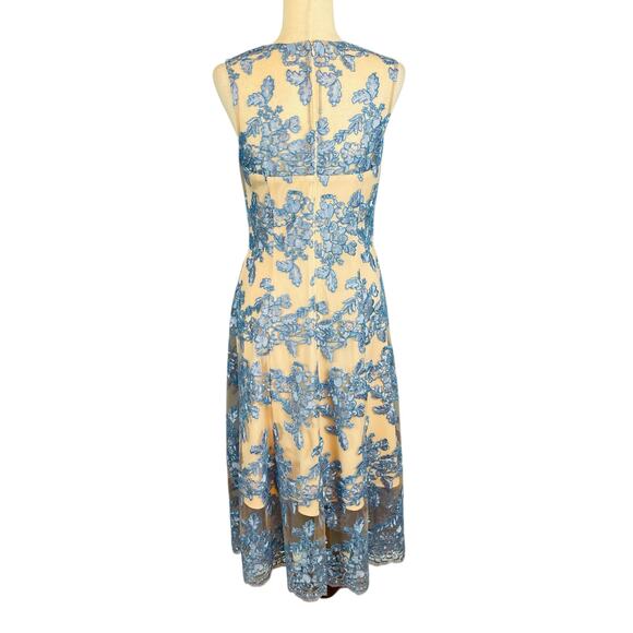 Anthropologie BHLDN Tonya Dress Tea Length Blue Lace Overlay Sleeveless Size 6 - Picture 9 of 10
